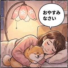 櫻花拿鐵拉花×博美犬：療癒日常貼圖