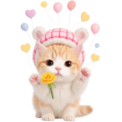 Checkered Hat Cat Big Sticker