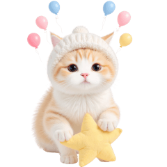 White knitted hat cat BIG sticker