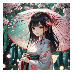 Cherry blossoms, a umbrella and a girl