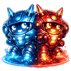 毎日使える！青と赤のビジネスロボット