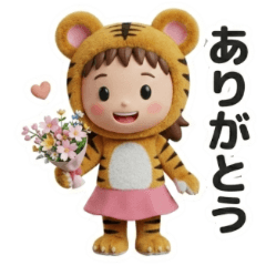 Plump and cute tiger costume girl