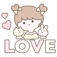 くまとうさぎと女の子 Line スタンプ Line Store