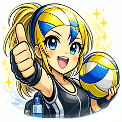 Energetic Volleyball Girl Stamp