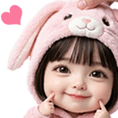背景が動く！つまみあげポーズの女の子