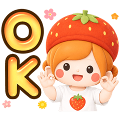 ずっと使える♡優しい日常スタンプ♡苺帽子