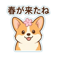 Chubby Corgi: Spring Daily Greetings