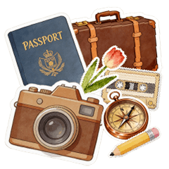 歐風復古手帳貼-旅行貼-手繪感-拼貼好用