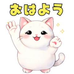 Cute White Cat Sticker Set