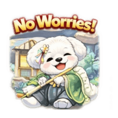 Kawaii Maltese Kimono Stickers