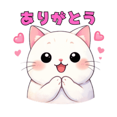 Cute Round White Cat Daily Stickers0310