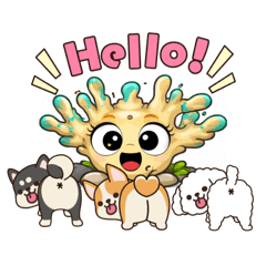 Cute coral stickers of different species
