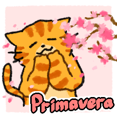【スペイン語】春を感じる猫のスタンプ