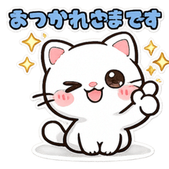 Cute White Cat Daily Stickers-k