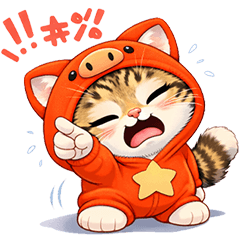 A cute cat in a red outfit (No Text)