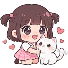 小女孩與貓大貼圖