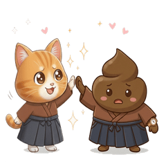 Funny Cat & Soft Swirl Friends