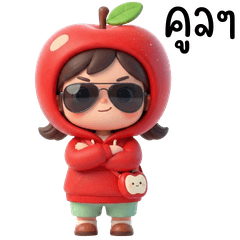 สาวน้อยน่ารัก คาวาอี้  หมวกแอปเปิ้ล