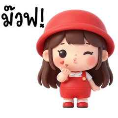 Cute little girl, kawaii, red hat.