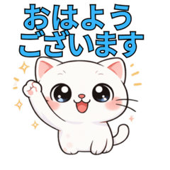 Cute White Cat Mom Friend Stickers-K