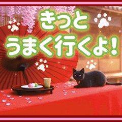 桜舞う季節を黒猫と一緒に