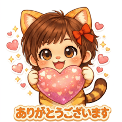 These are cute cat character Stickers.