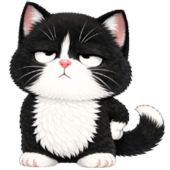 A mischievous black fluffy cat (No Text)