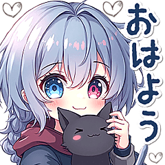 Odd-eyed, black cat and me