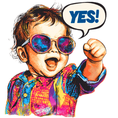 Retro Comic Baby  Cute Reaction Stickers