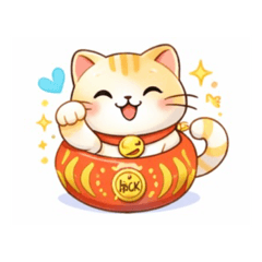 Cute Lucky Cat - Daily English Stickers