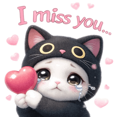 Sad Love Cat Stickers | Cute Crying Cat