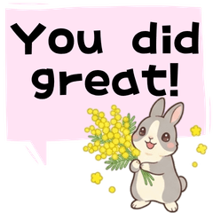 English Bunny Sticker with Spring Flower