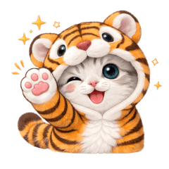 Cute Tiger Costume Kitten Stickers