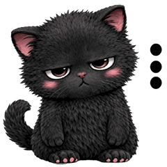 A sweet-eyed, fluffy black cat