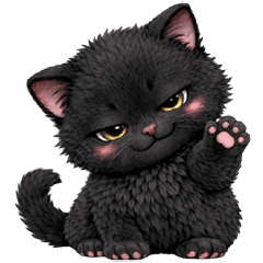 A sweet-eyed, fluffy black cat (No Text)