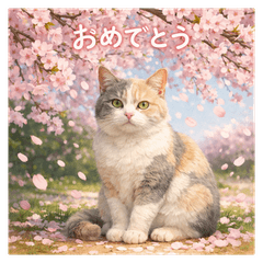 Spring Calico Cat Stickers