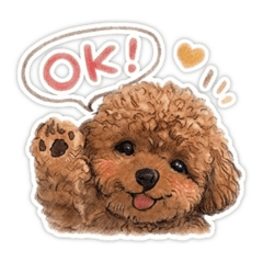 Soft Colored Pencil Toy Poodle Stickers
