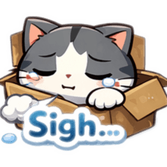 Sad Box Cat Stickers