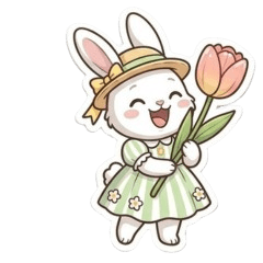 Cute white rabbit happy