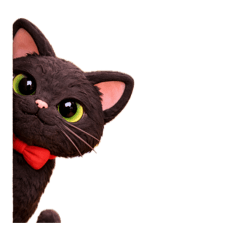 Black cat with a bow tie