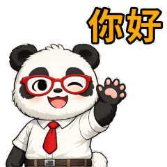 めがねパンダの中国語スタンプ(和訳付)