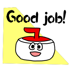 A curling animated sticker with a smile