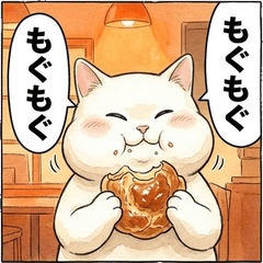 療癒貓咪與超寫實奶油泡芙美食貼圖