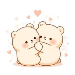 Cream Bear Couple Stickers