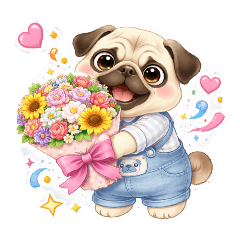 每天都能用♡可愛巴哥犬表情貼