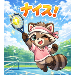 Tennis Raccoon Stickers