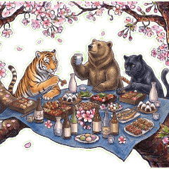 Surreal Cherry Blossom Picnic