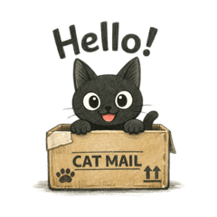 Kawaii Black Cat Handwritten English1