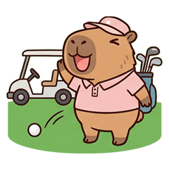 每天都能用！柔軟可愛動物高爾夫英文貼圖