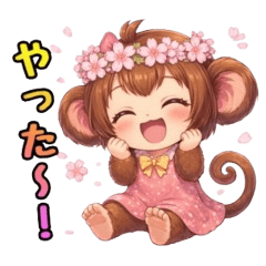 cute green eyed monkey enjoying hanami